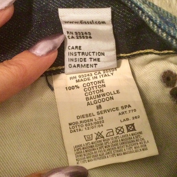 DIESEL Riden Jeans 28/32 Blue Denim Mid-Rise 0010CP - Picture 15 of 16